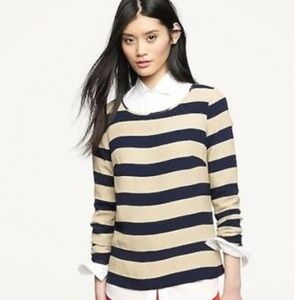 J.Crew Nautical Seine Navy & Tan Striped Blouse